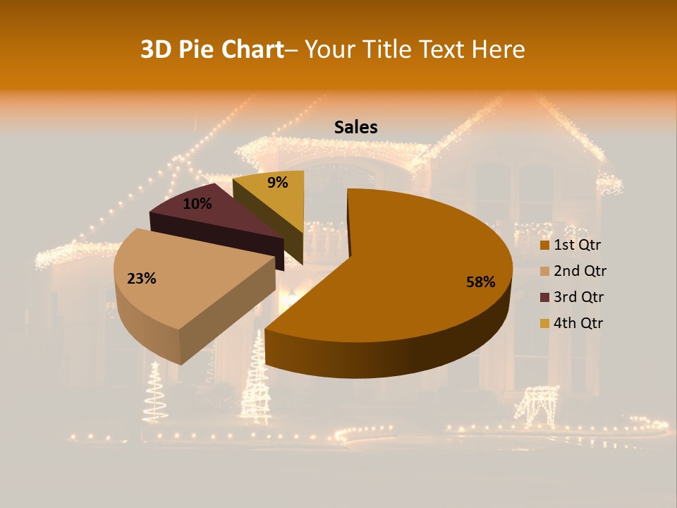 House Decorated And Lighted For Christmas At Night PowerPoint Template
