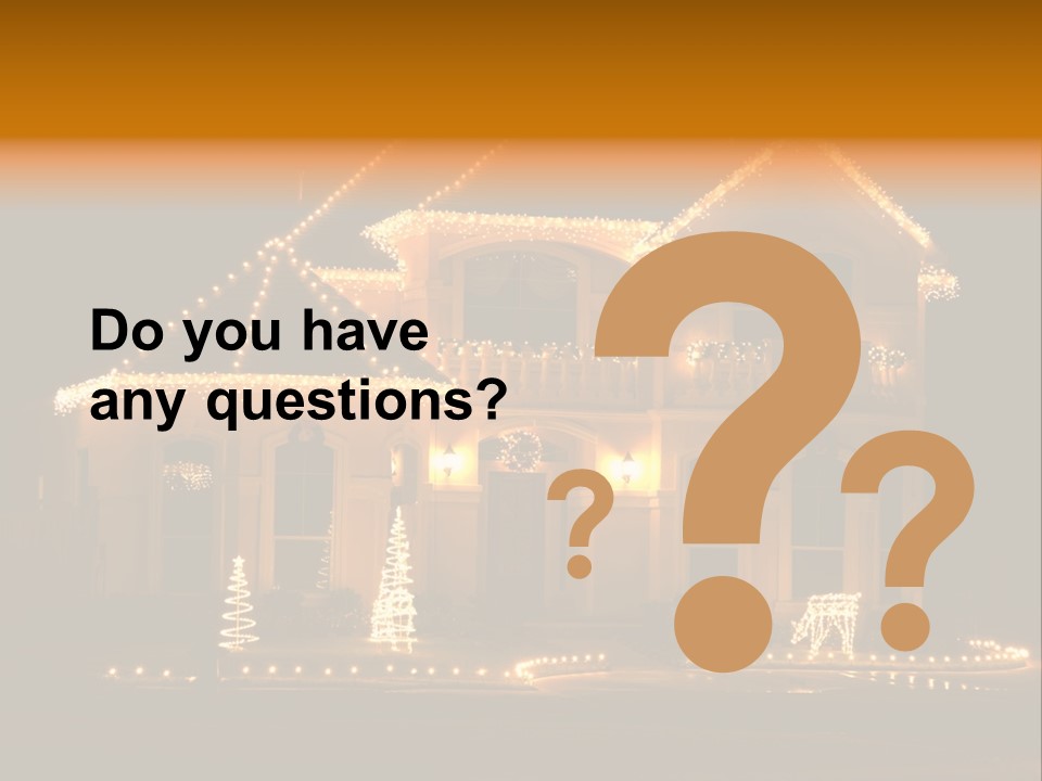 House Decorated And Lighted For Christmas At Night PowerPoint Template