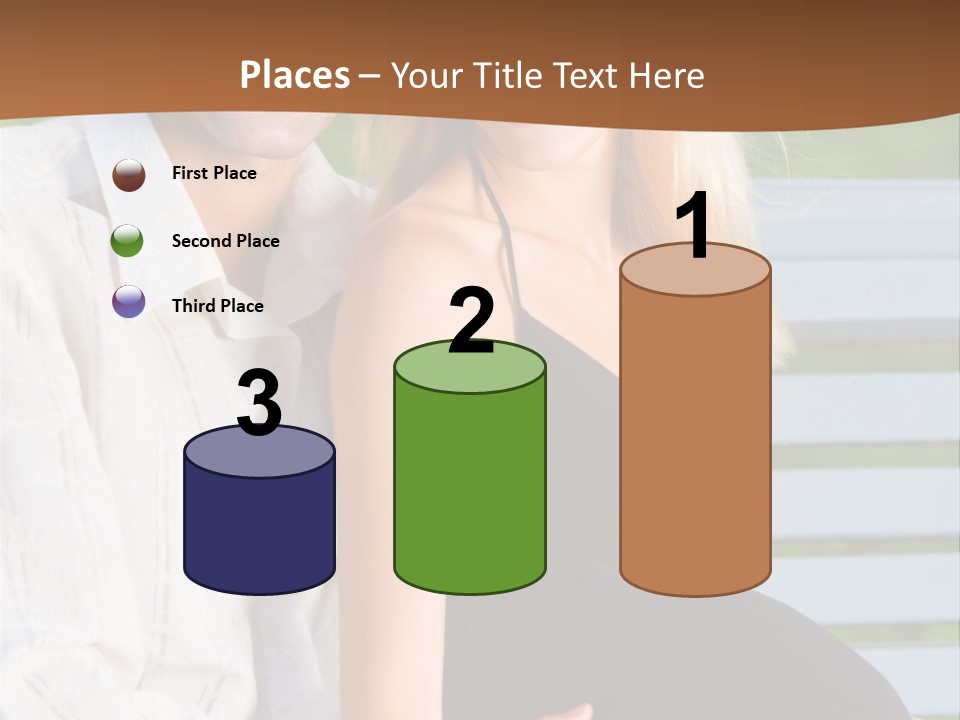 Happy Beautiful Pregnant Woman And Her Husband, Outdoors PowerPoint Template