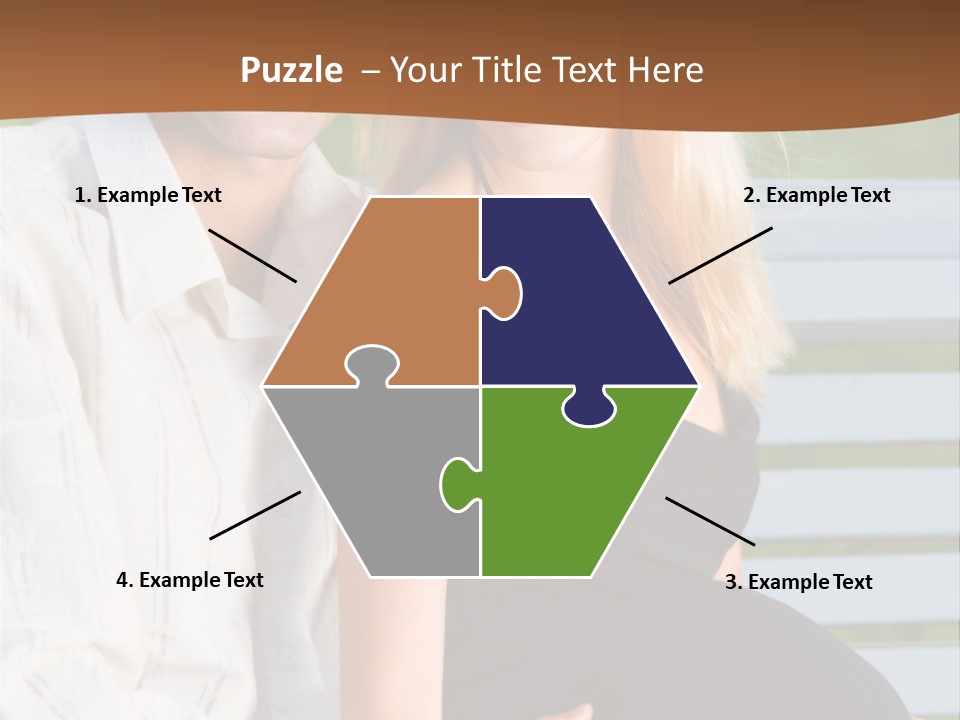 Happy Beautiful Pregnant Woman And Her Husband, Outdoors PowerPoint Template