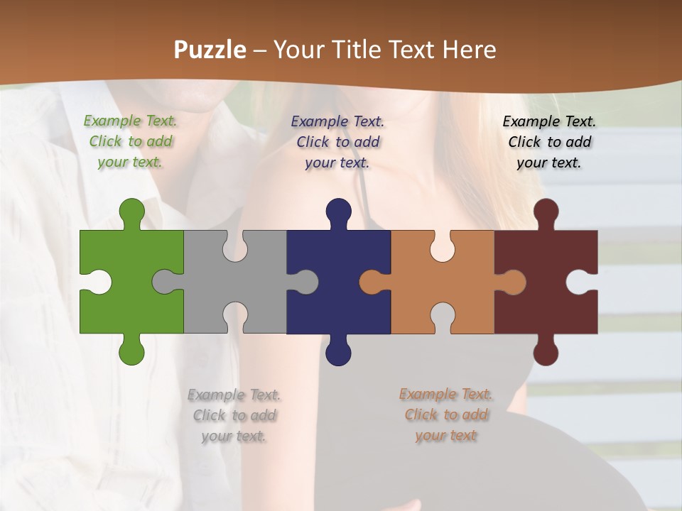 Happy Beautiful Pregnant Woman And Her Husband, Outdoors PowerPoint Template