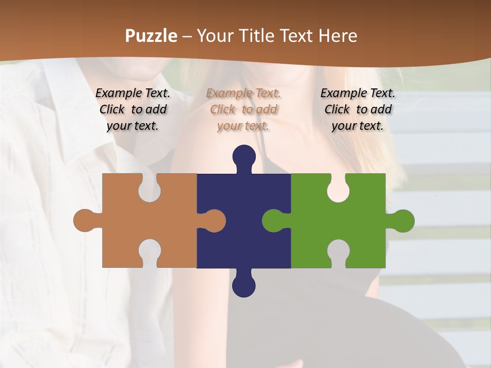 Happy Beautiful Pregnant Woman And Her Husband, Outdoors PowerPoint Template