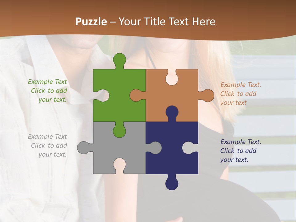 Happy Beautiful Pregnant Woman And Her Husband, Outdoors PowerPoint Template