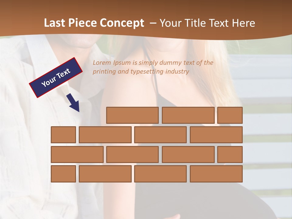 Happy Beautiful Pregnant Woman And Her Husband, Outdoors PowerPoint Template