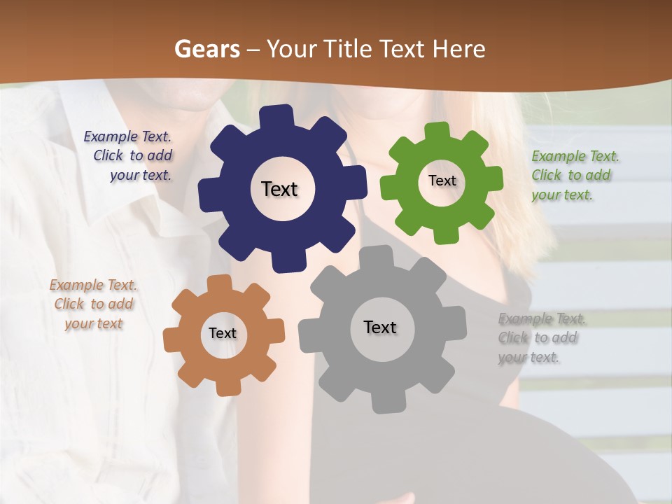 Happy Beautiful Pregnant Woman And Her Husband, Outdoors PowerPoint Template