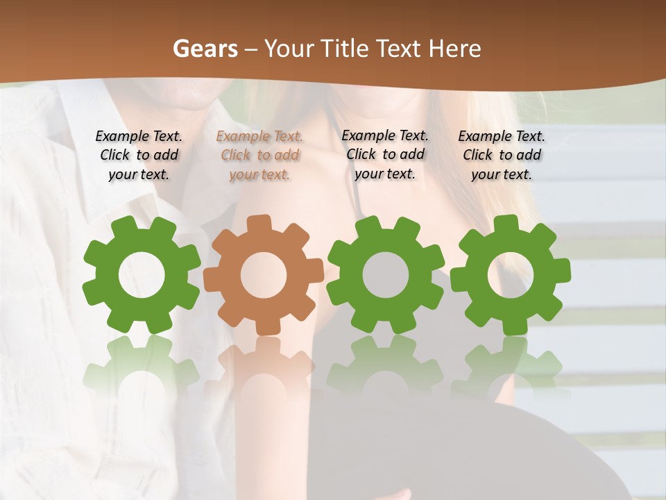 Happy Beautiful Pregnant Woman And Her Husband, Outdoors PowerPoint Template