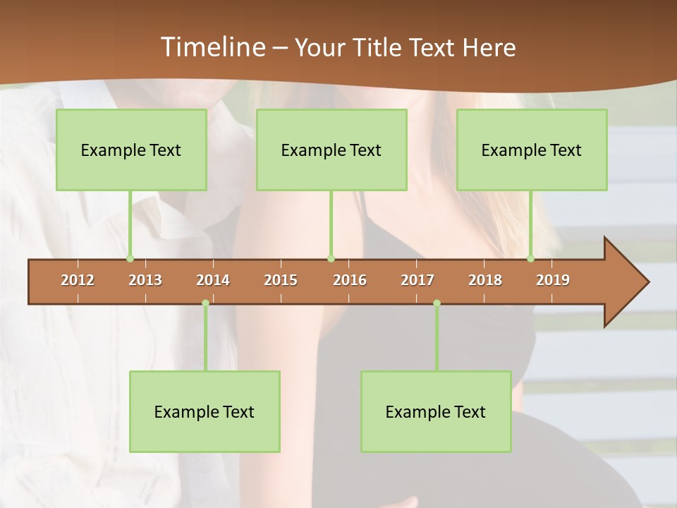 Happy Beautiful Pregnant Woman And Her Husband, Outdoors PowerPoint Template