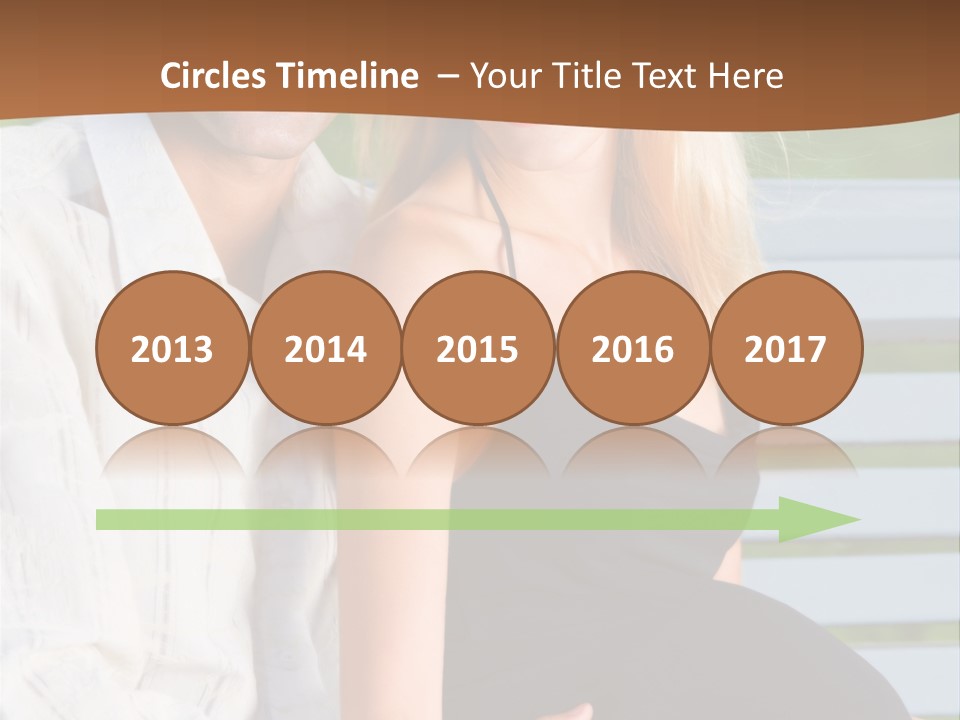 Happy Beautiful Pregnant Woman And Her Husband, Outdoors PowerPoint Template