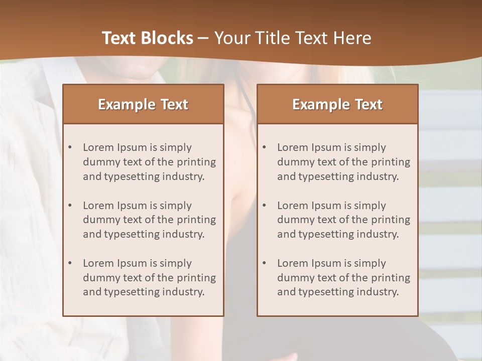 Happy Beautiful Pregnant Woman And Her Husband, Outdoors PowerPoint Template