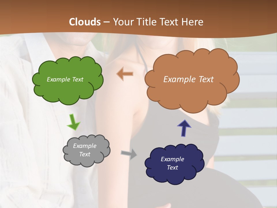 Happy Beautiful Pregnant Woman And Her Husband, Outdoors PowerPoint Template