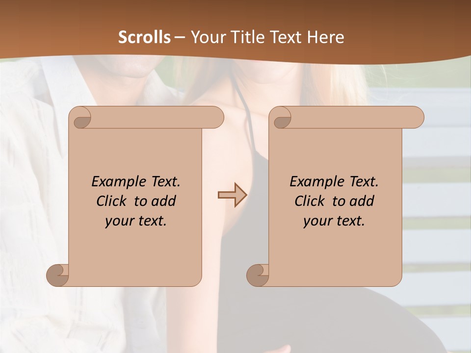 Happy Beautiful Pregnant Woman And Her Husband, Outdoors PowerPoint Template