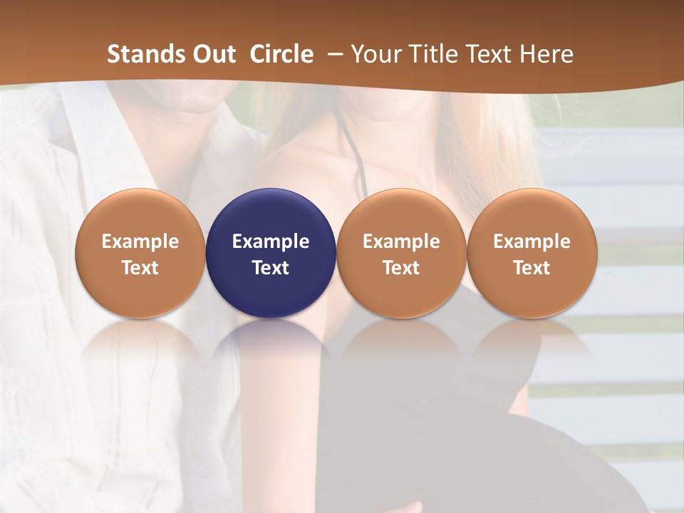 Happy Beautiful Pregnant Woman And Her Husband, Outdoors PowerPoint Template