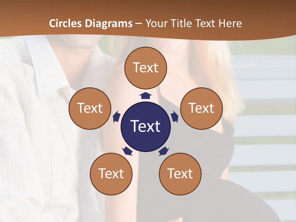 Happy Beautiful Pregnant Woman And Her Husband, Outdoors PowerPoint Template