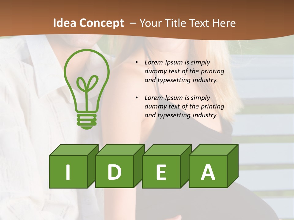 Happy Beautiful Pregnant Woman And Her Husband, Outdoors PowerPoint Template