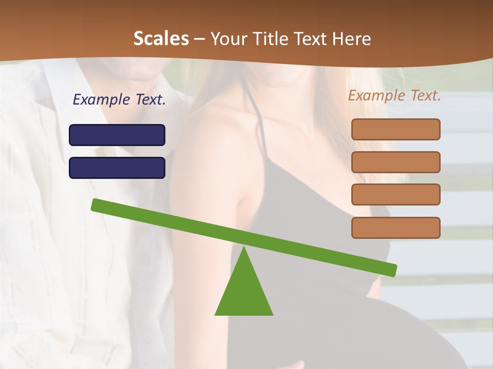 Happy Beautiful Pregnant Woman And Her Husband, Outdoors PowerPoint Template