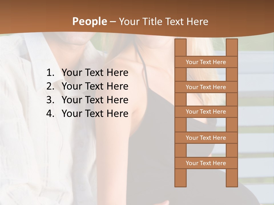 Happy Beautiful Pregnant Woman And Her Husband, Outdoors PowerPoint Template