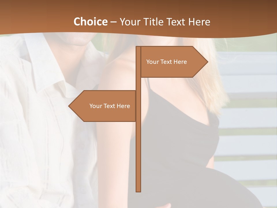 Happy Beautiful Pregnant Woman And Her Husband, Outdoors PowerPoint Template