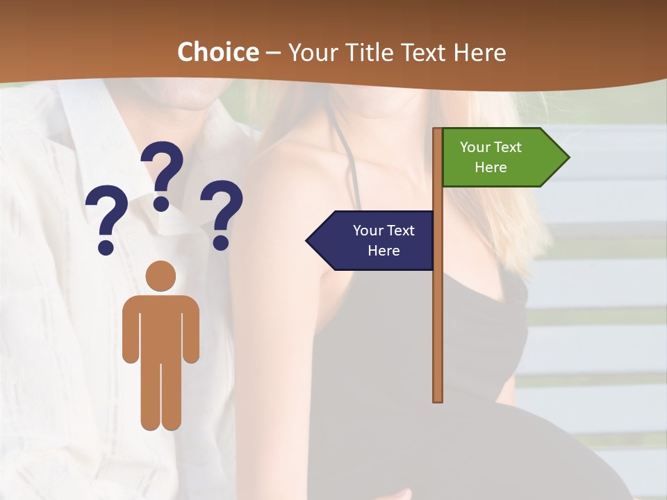 Happy Beautiful Pregnant Woman And Her Husband, Outdoors PowerPoint Template