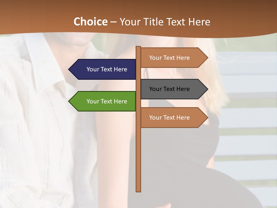 Happy Beautiful Pregnant Woman And Her Husband, Outdoors PowerPoint Template