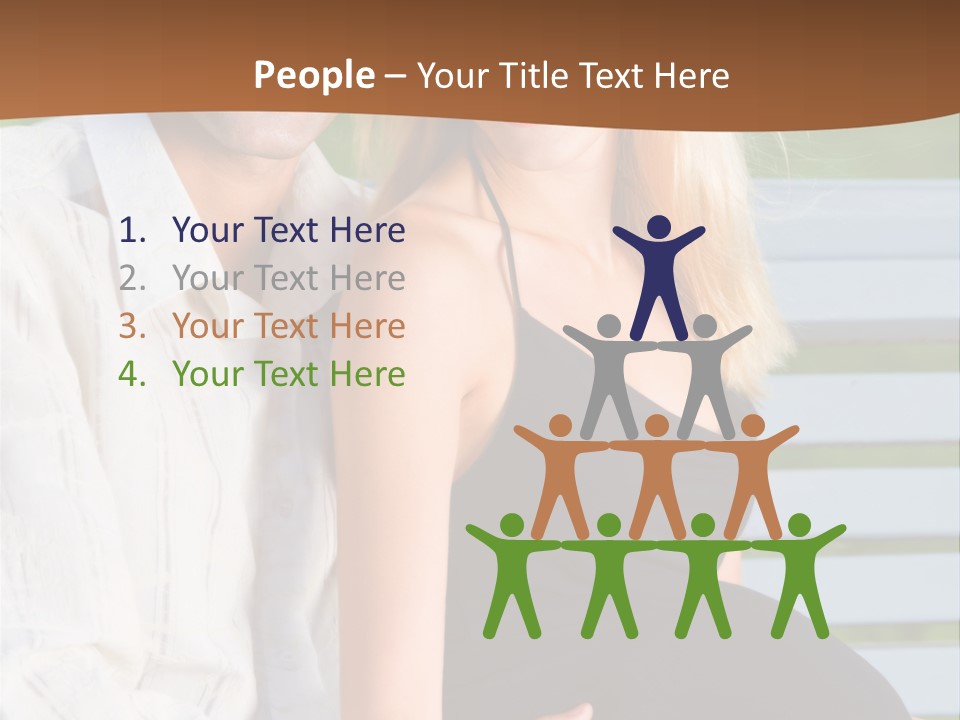 Happy Beautiful Pregnant Woman And Her Husband, Outdoors PowerPoint Template