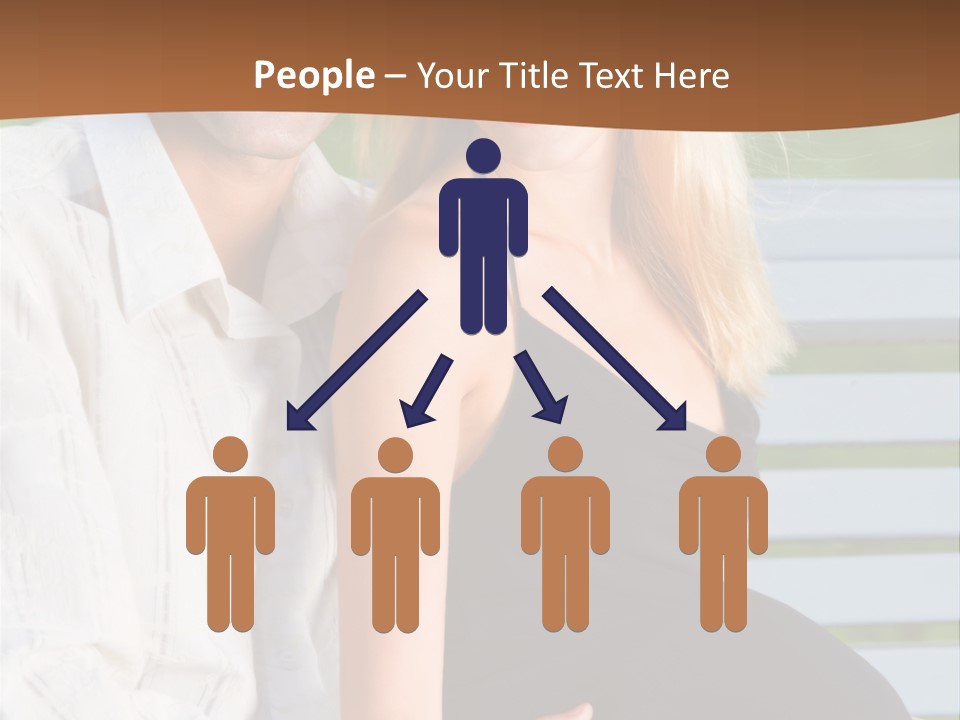 Happy Beautiful Pregnant Woman And Her Husband, Outdoors PowerPoint Template