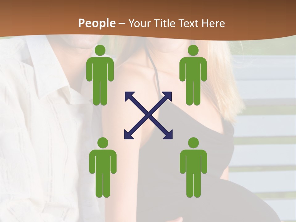 Happy Beautiful Pregnant Woman And Her Husband, Outdoors PowerPoint Template