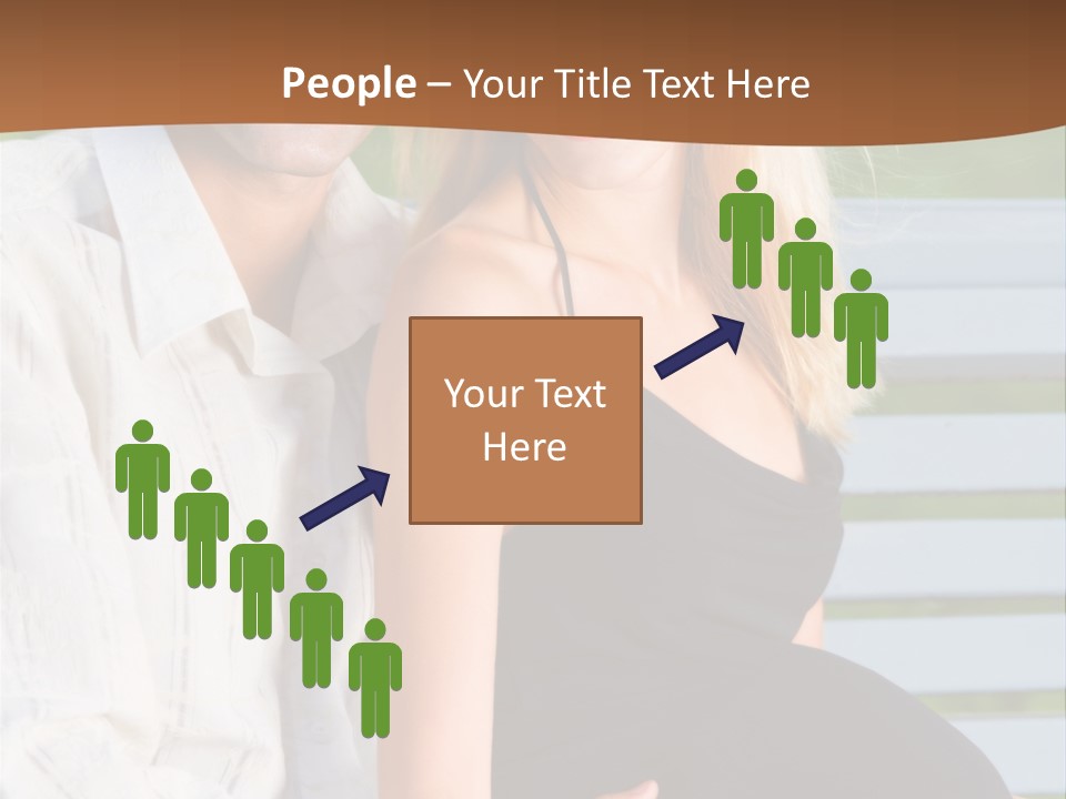 Happy Beautiful Pregnant Woman And Her Husband, Outdoors PowerPoint Template