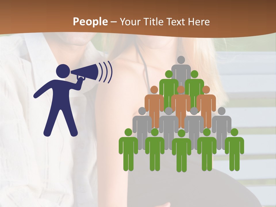 Happy Beautiful Pregnant Woman And Her Husband, Outdoors PowerPoint Template