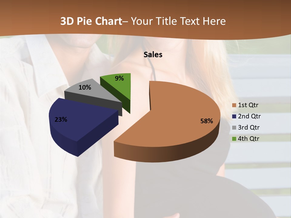 Happy Beautiful Pregnant Woman And Her Husband, Outdoors PowerPoint Template