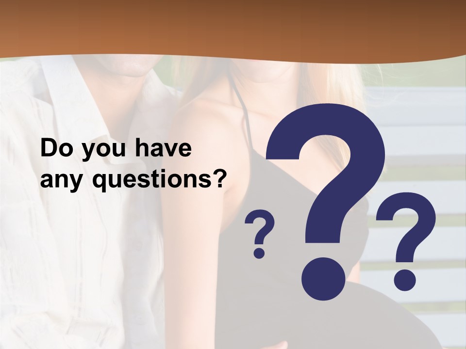 Happy Beautiful Pregnant Woman And Her Husband, Outdoors PowerPoint Template