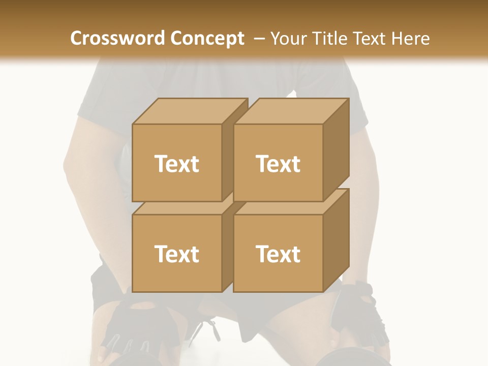 Young Man Preparing To Exercise With Dumbbells. Isolated On White Background, Front View. PowerPoint Template