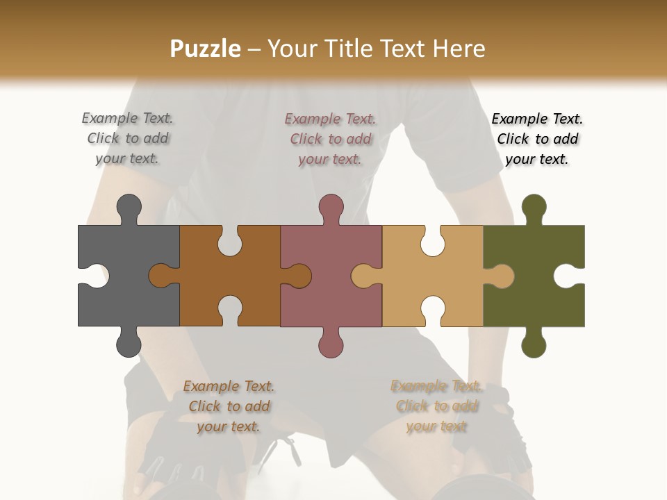 Young Man Preparing To Exercise With Dumbbells. Isolated On White Background, Front View. PowerPoint Template