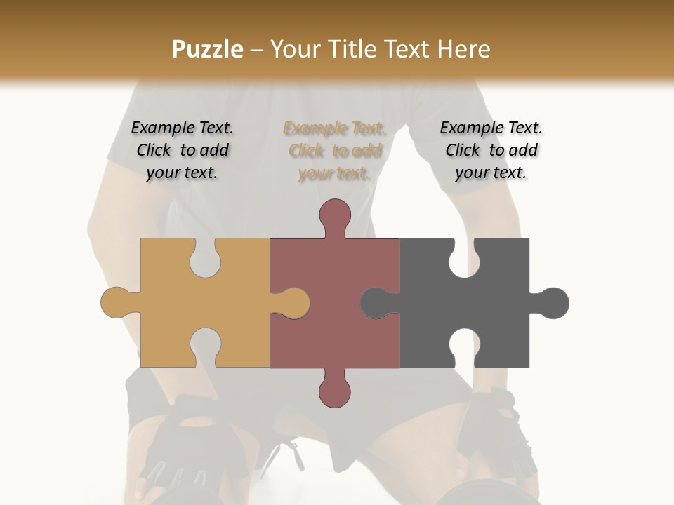 Young Man Preparing To Exercise With Dumbbells. Isolated On White Background, Front View. PowerPoint Template