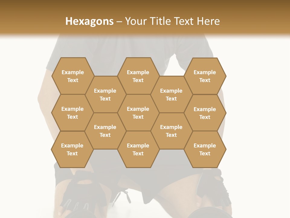 Young Man Preparing To Exercise With Dumbbells. Isolated On White Background, Front View. PowerPoint Template