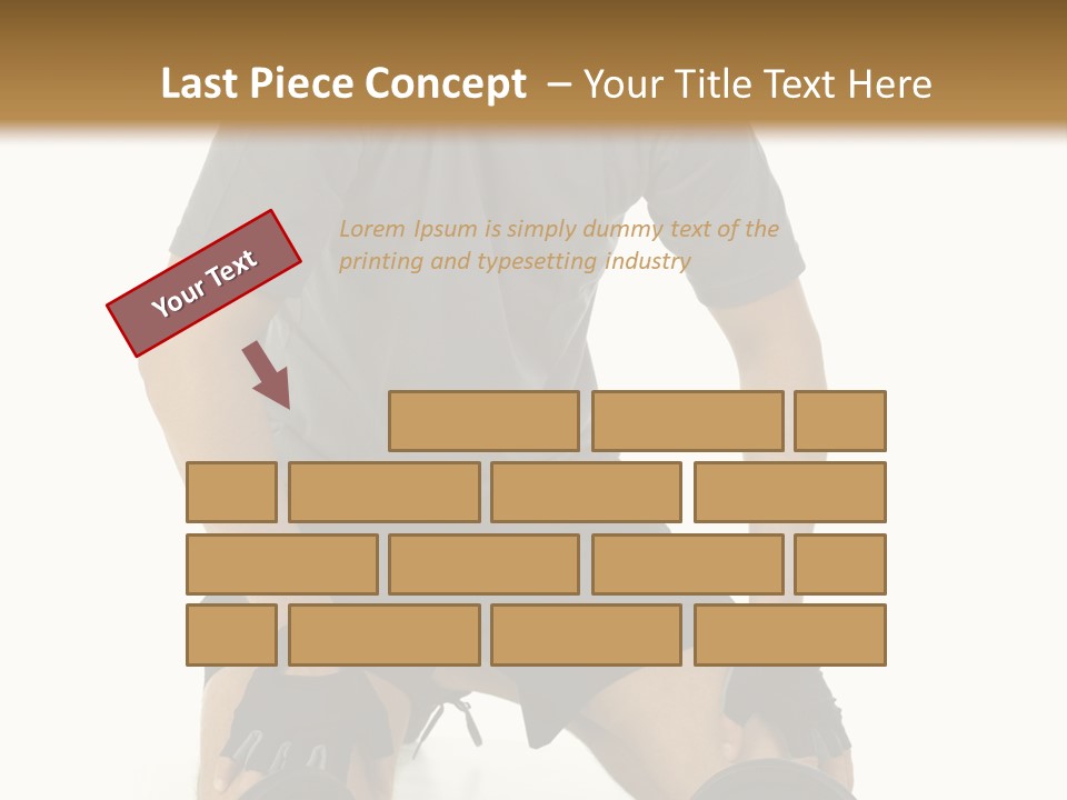 Young Man Preparing To Exercise With Dumbbells. Isolated On White Background, Front View. PowerPoint Template