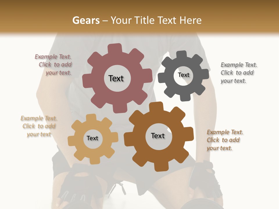 Young Man Preparing To Exercise With Dumbbells. Isolated On White Background, Front View. PowerPoint Template