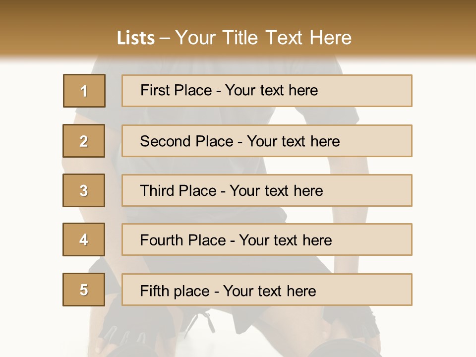 Young Man Preparing To Exercise With Dumbbells. Isolated On White Background, Front View. PowerPoint Template