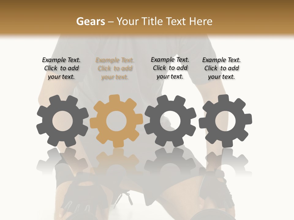 Young Man Preparing To Exercise With Dumbbells. Isolated On White Background, Front View. PowerPoint Template