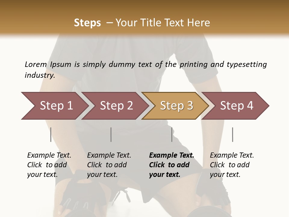 Young Man Preparing To Exercise With Dumbbells. Isolated On White Background, Front View. PowerPoint Template