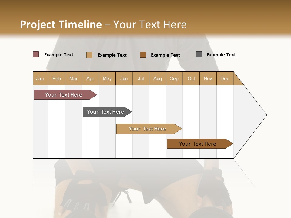 Young Man Preparing To Exercise With Dumbbells. Isolated On White Background, Front View. PowerPoint Template