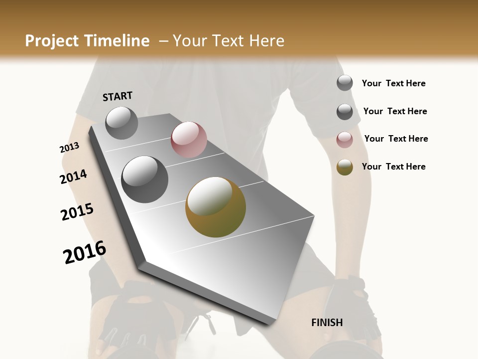 Young Man Preparing To Exercise With Dumbbells. Isolated On White Background, Front View. PowerPoint Template