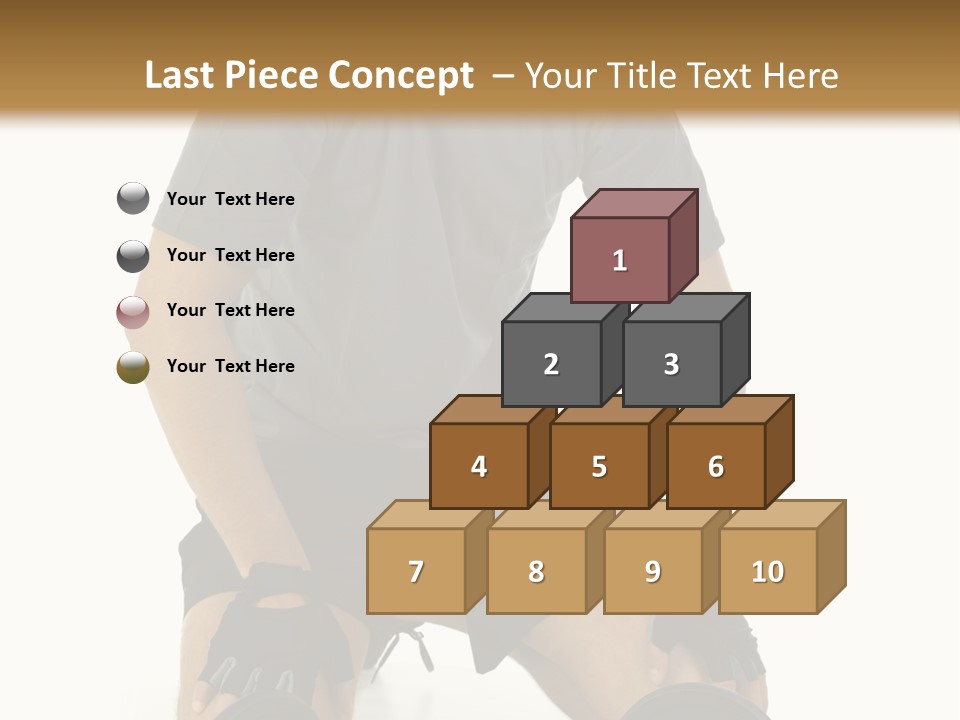 Young Man Preparing To Exercise With Dumbbells. Isolated On White Background, Front View. PowerPoint Template