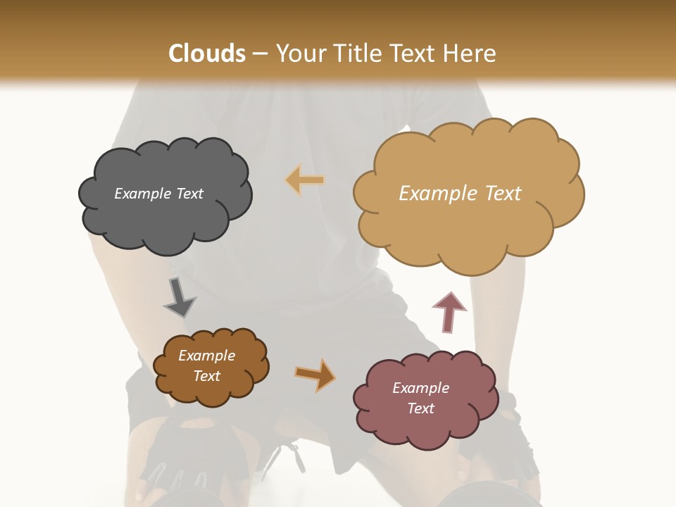 Young Man Preparing To Exercise With Dumbbells. Isolated On White Background, Front View. PowerPoint Template