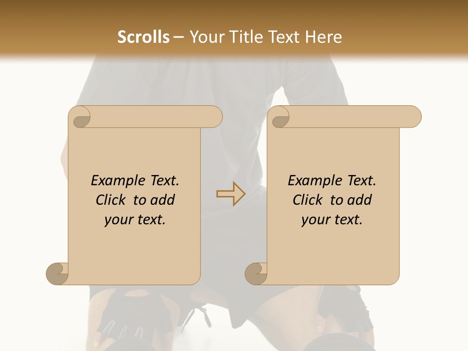 Young Man Preparing To Exercise With Dumbbells. Isolated On White Background, Front View. PowerPoint Template