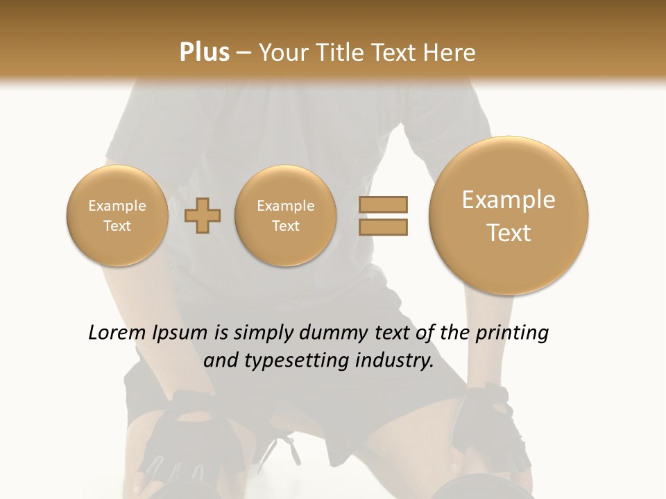 Young Man Preparing To Exercise With Dumbbells. Isolated On White Background, Front View. PowerPoint Template
