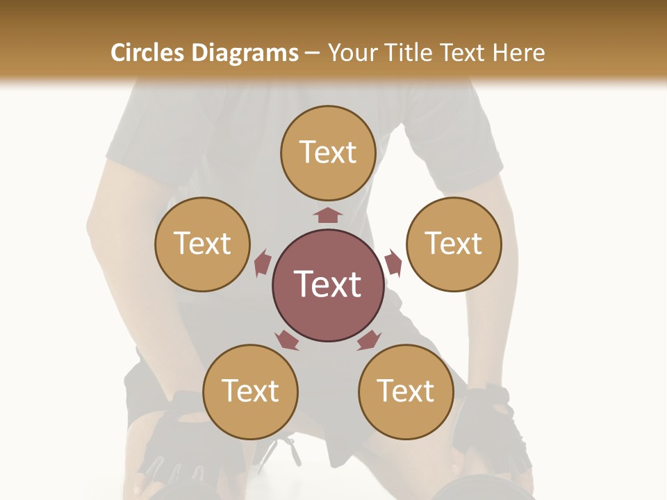 Young Man Preparing To Exercise With Dumbbells. Isolated On White Background, Front View. PowerPoint Template