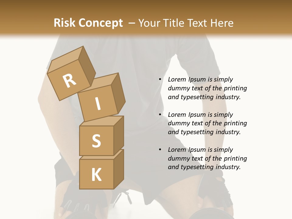 Young Man Preparing To Exercise With Dumbbells. Isolated On White Background, Front View. PowerPoint Template