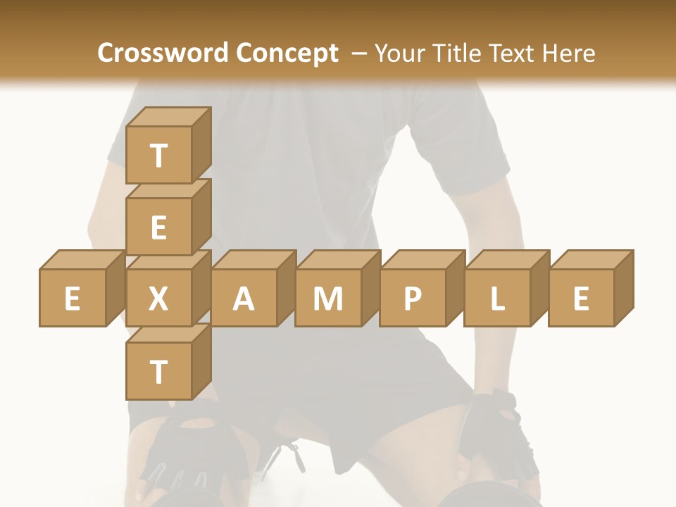 Young Man Preparing To Exercise With Dumbbells. Isolated On White Background, Front View. PowerPoint Template