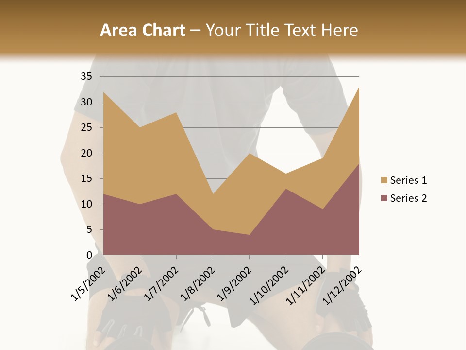 Young Man Preparing To Exercise With Dumbbells. Isolated On White Background, Front View. PowerPoint Template
