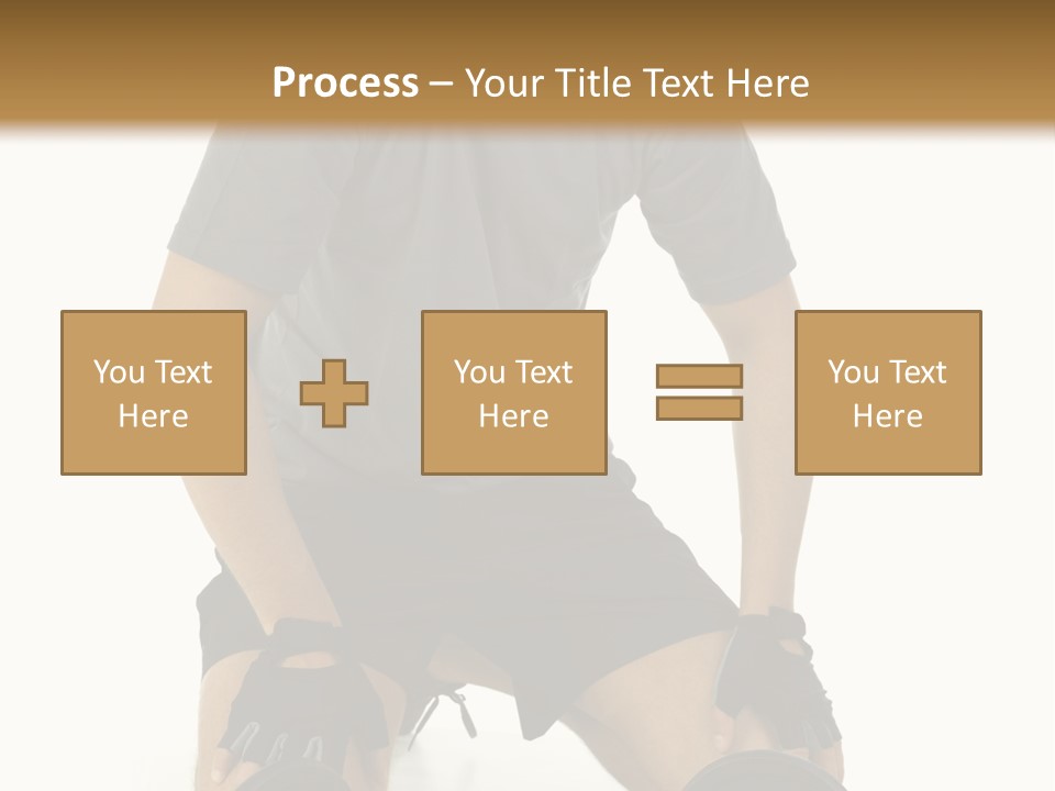 Young Man Preparing To Exercise With Dumbbells. Isolated On White Background, Front View. PowerPoint Template